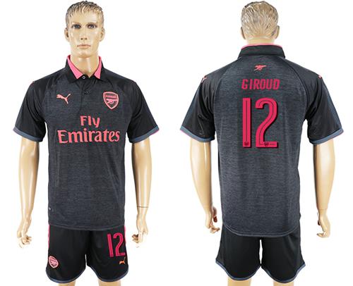 Arsenal #12 Giroud Black/Red Soccer Club Jersey - Click Image to Close
